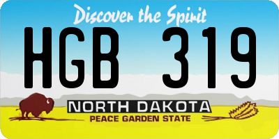 ND license plate HGB319