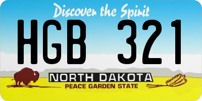 ND license plate HGB321