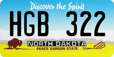 ND license plate HGB322