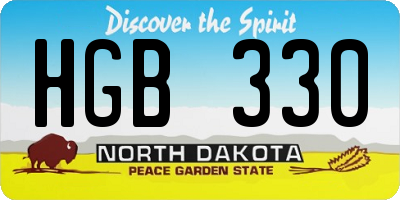 ND license plate HGB330