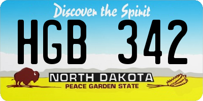 ND license plate HGB342