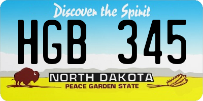 ND license plate HGB345