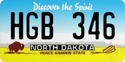 ND license plate HGB346