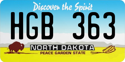 ND license plate HGB363