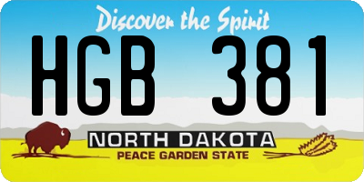 ND license plate HGB381