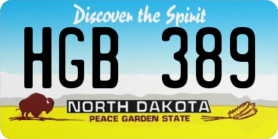 ND license plate HGB389