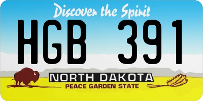 ND license plate HGB391