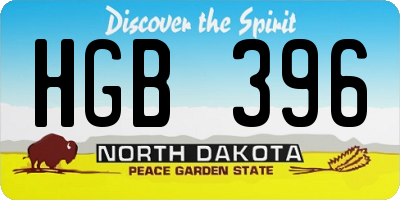 ND license plate HGB396