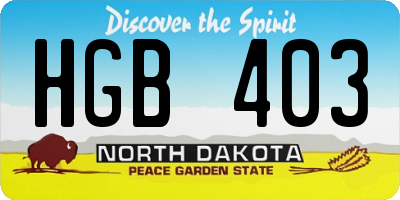 ND license plate HGB403