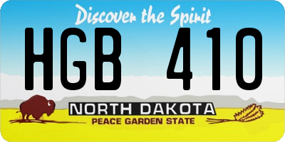 ND license plate HGB410