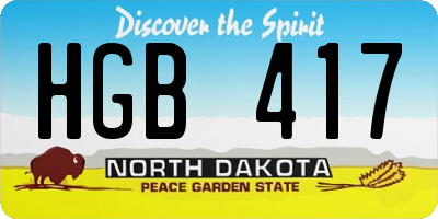 ND license plate HGB417