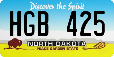 ND license plate HGB425