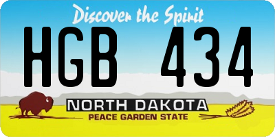 ND license plate HGB434