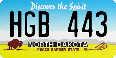 ND license plate HGB443