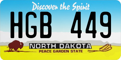 ND license plate HGB449