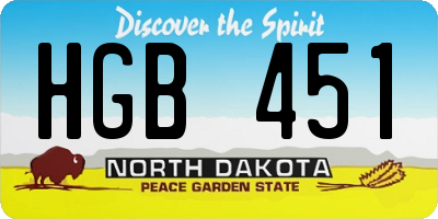 ND license plate HGB451