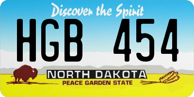 ND license plate HGB454