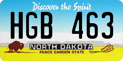 ND license plate HGB463