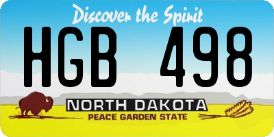 ND license plate HGB498