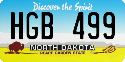 ND license plate HGB499