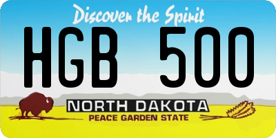 ND license plate HGB500