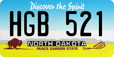 ND license plate HGB521