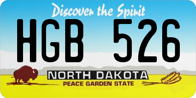 ND license plate HGB526