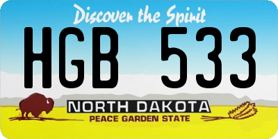 ND license plate HGB533