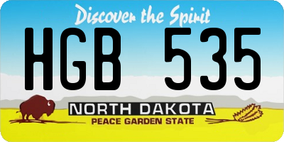 ND license plate HGB535