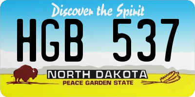 ND license plate HGB537