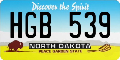 ND license plate HGB539