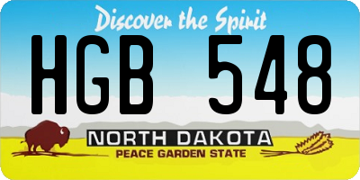 ND license plate HGB548