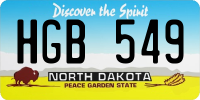 ND license plate HGB549