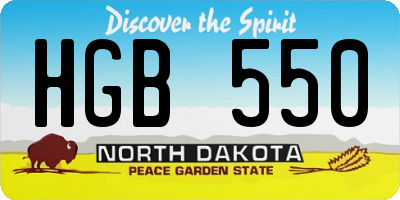 ND license plate HGB550