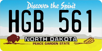 ND license plate HGB561