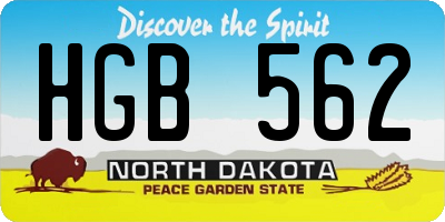 ND license plate HGB562