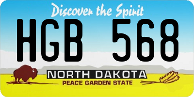 ND license plate HGB568