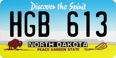 ND license plate HGB613