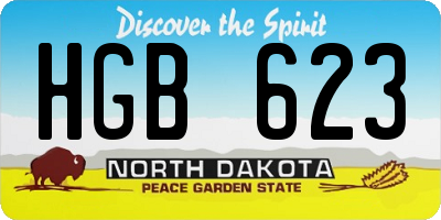 ND license plate HGB623