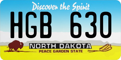 ND license plate HGB630