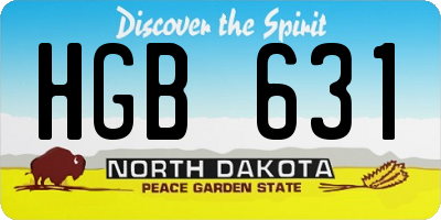 ND license plate HGB631