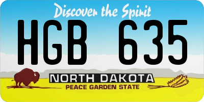 ND license plate HGB635
