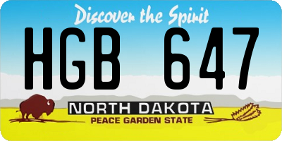 ND license plate HGB647