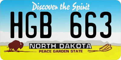 ND license plate HGB663