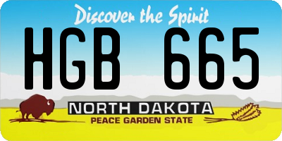 ND license plate HGB665