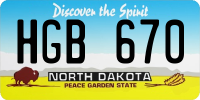 ND license plate HGB670
