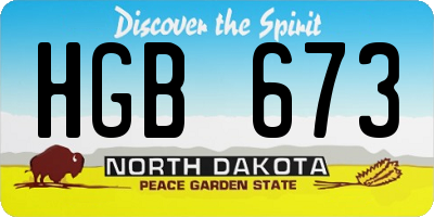 ND license plate HGB673