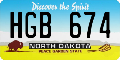 ND license plate HGB674