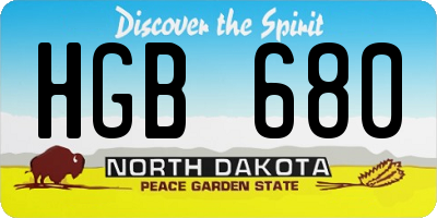 ND license plate HGB680