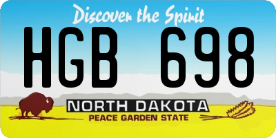 ND license plate HGB698